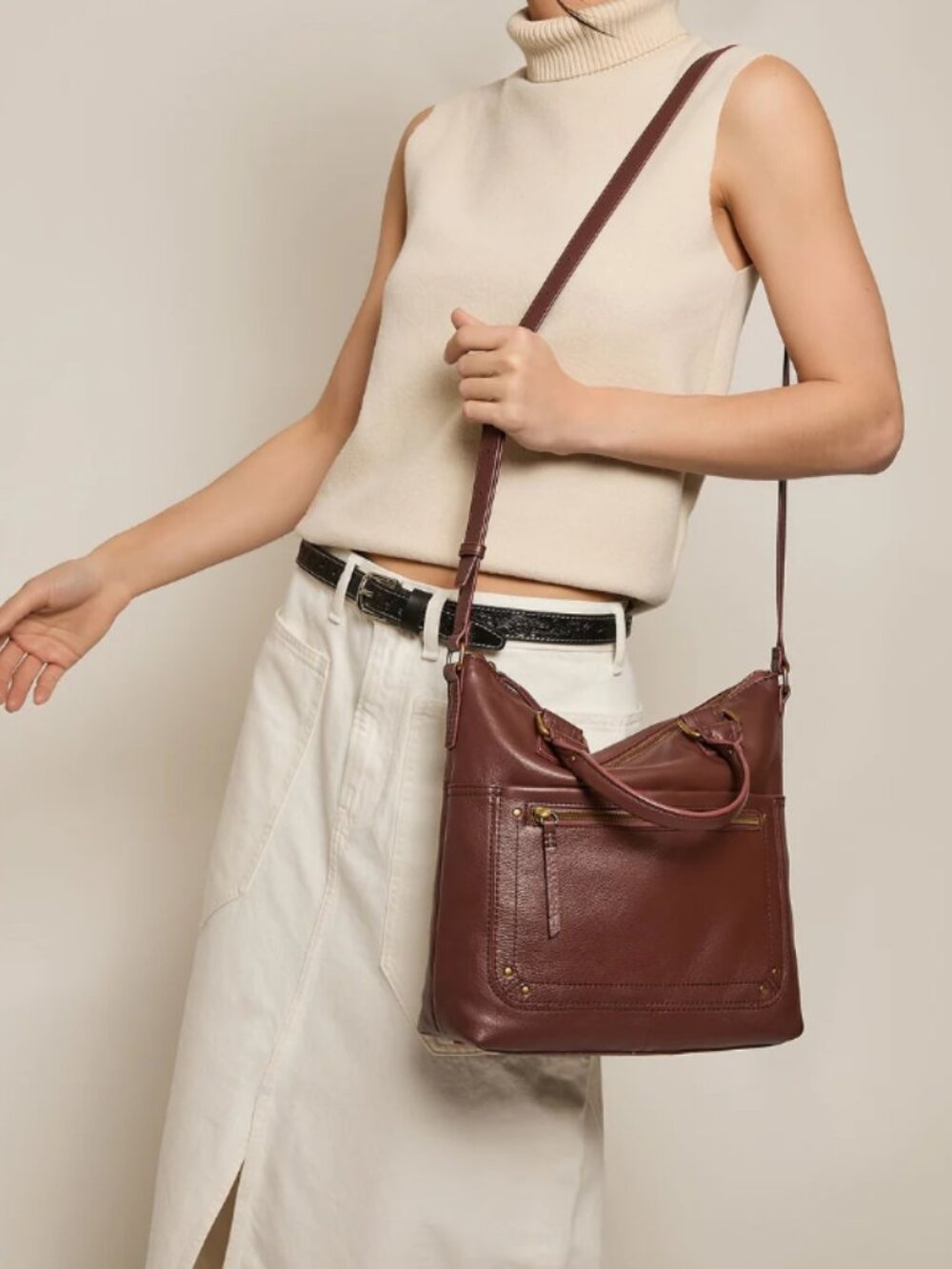 American Leather Co Jamestown Tote in Cherry - Picture 4 of 16